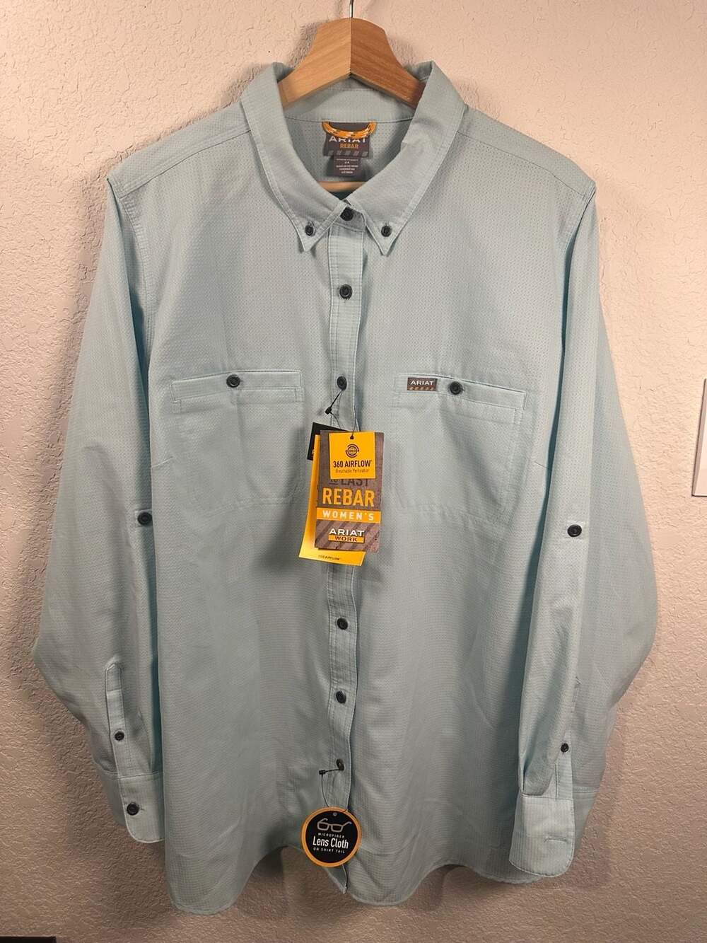Ariat Rebar 360 Airflow Work Long Sleeve Shirt Women's 2X Light Blue NWT